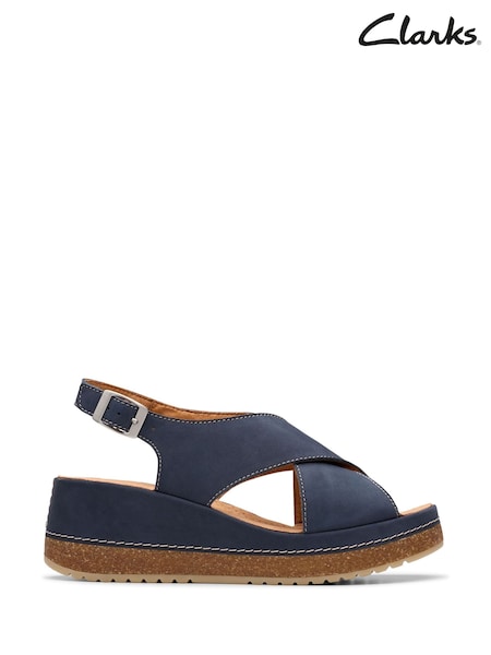 Clarks Blue Nubuck Kassanda Step Sandals (H19098) | €95