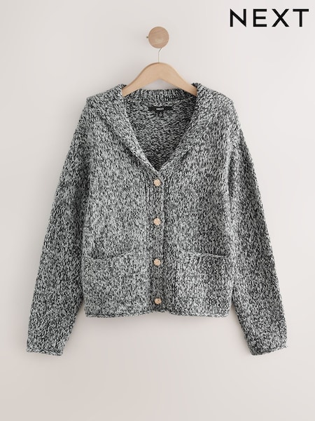 Monochrome Twist Knitted Pocket Cardigan With Wool (H19137) | €50
