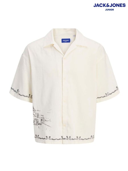 JACK & JONES Junior Resort Printed 100% Cotton White Shirt (H19140) | 1,622 UAH