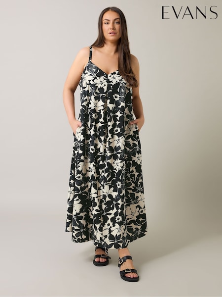 Evans Natural Pleated Swing Containing Dress (H19172) | €81