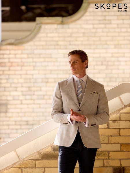 Skopes Grey Tailored Fit Puppytooth Check Carter Blazer Jacket (H19188) | €158