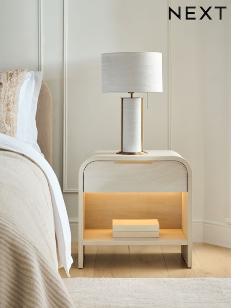 Mia Oak Effect 1 Drawer Bedside Table With Led Light