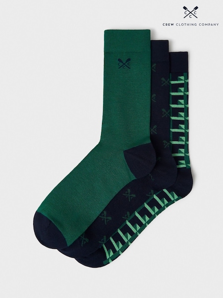 Crew Clothing Green 100% Cotton Geo Bamboo Socks 3 Pack (H19265) | R$ 195