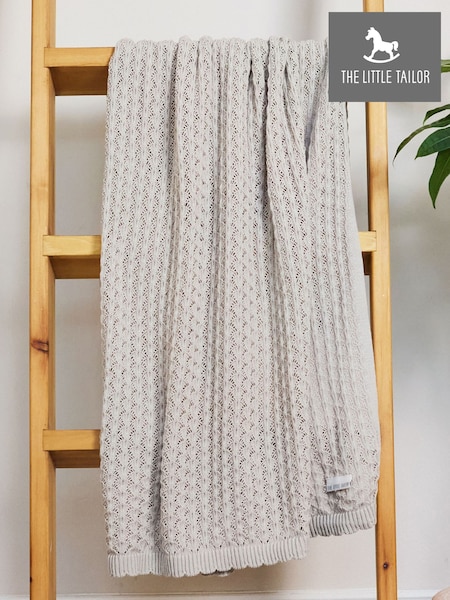 The Little Tailor Baby Scallop Design Pointelle 100% Cotton White Blanket (H19339) | €46