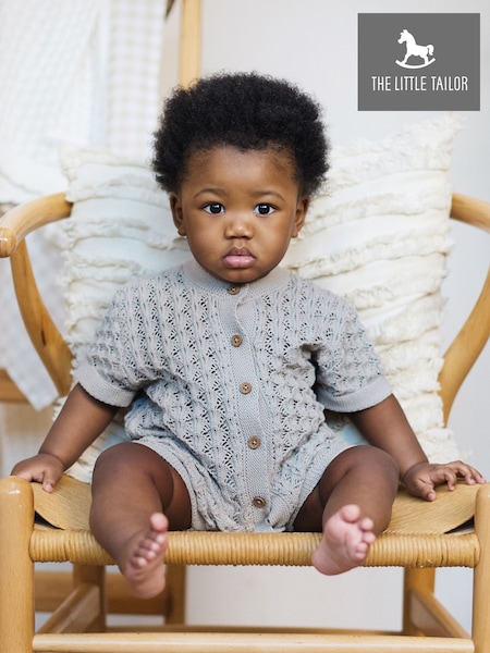 Naturlig - The Little Tailor Baby Kamskjelldesign Pointelle Med knapper  100% Romper i bomull (H19353) | kr457