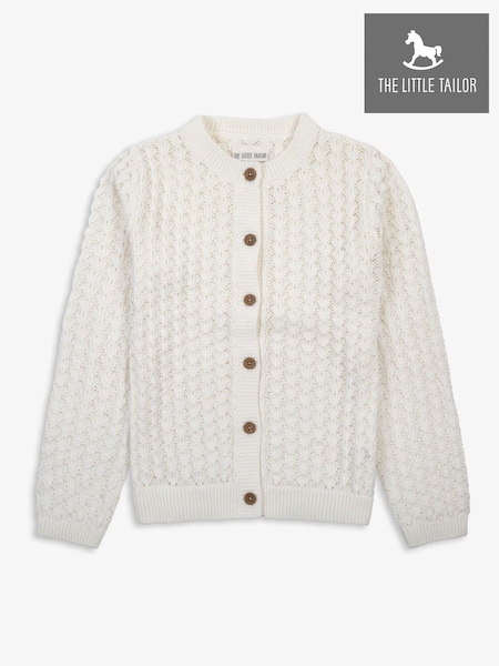 The Little Tailor Kids Cream 100% Cotton Scallop Design Pointelle Cardigan (H19354) | ₪151 - ₪161