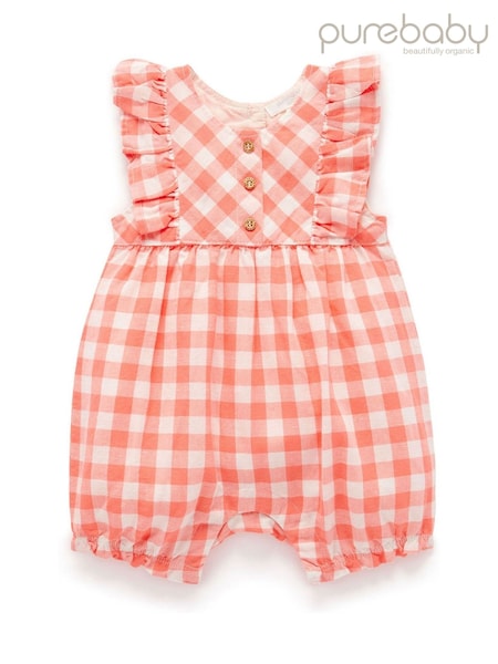 Purebaby Orange Gingham Romper (H19361) | ₪141