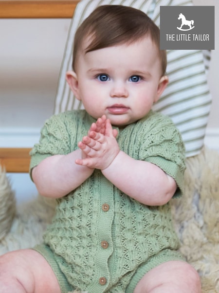 Зелений - The Little Tailor Baby Scallop Design Pointelle Button Through 100% Cotton Romper (H19362) | 1 923 грн
