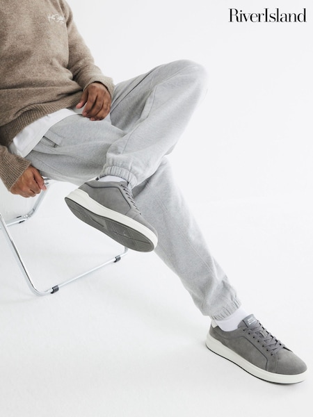 River Island Grey Suede Cupsole Trainers (H19458) | R$ 495