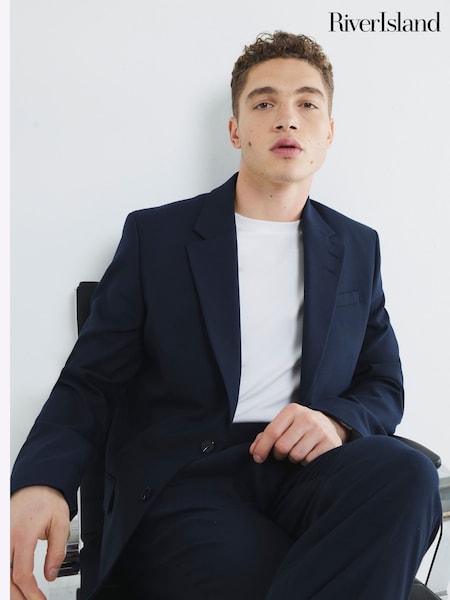 River Island Blue Tailored Suit Jacket (H19479) | 346 QAR