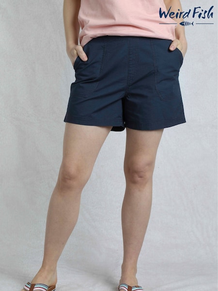 Weird Fish Aqua Blue Deeley Ripstop 100% Cotton Shorts (H19510) | ₪176