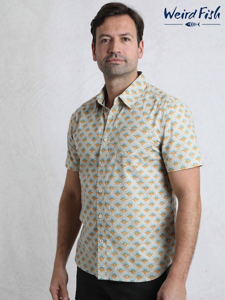 Weird Fish Brown Faraway Printed 100% Cotton Shirt (H19512) | €57