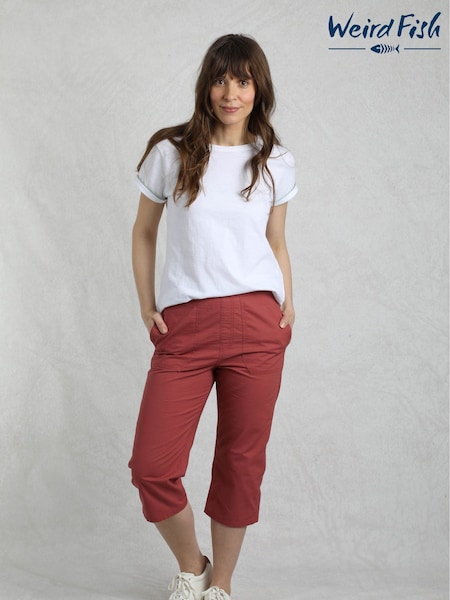 Weird Fish Pink Anyar 3 Quarter Ripstop 100% Cotton Trousers (H19515) | ₪226