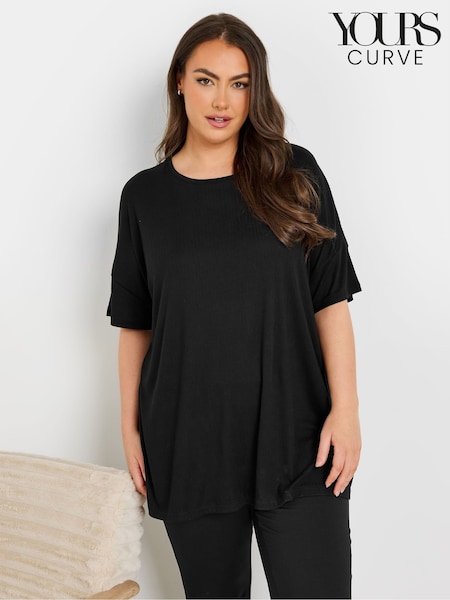 Negru - Yours Curve Ribbed Sleep Top (H19572) | 149 LEI