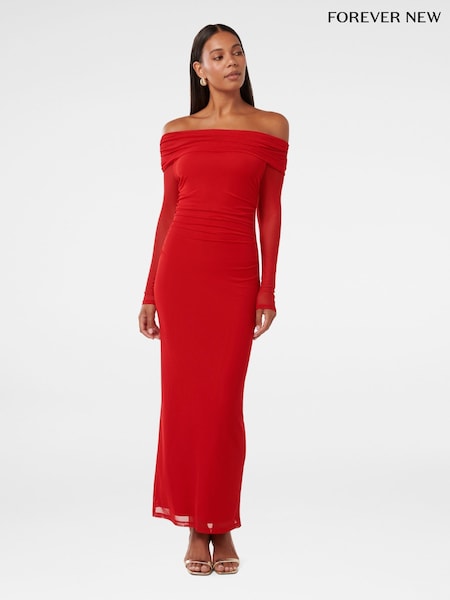 Forever New Minnie Mesh Bardot Midi Dress (H19604) | 819 LEI
