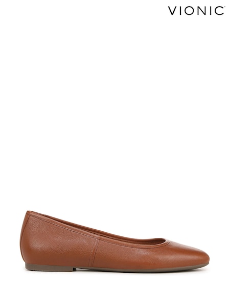 Vionic Wide Fit Orinda Arch Support Ballet Brown Flats (H19632) | €184