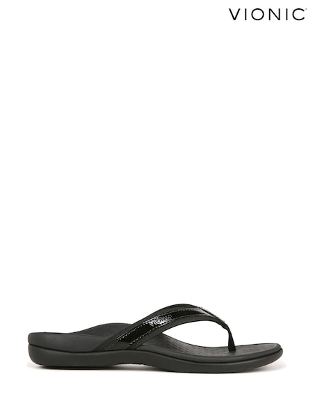 Negru - Sandale cu baretă pe deget și suport arc cu croi standard Vionic (H19637) | 521 LEI