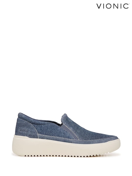 modra - Vionic Wide Fit Blue Kearny Arch Support Slip On Trainers (H19651) | € 165