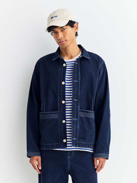 Folk Blue Slub Anniversary Chore Jacket (H19833) | AED1,456