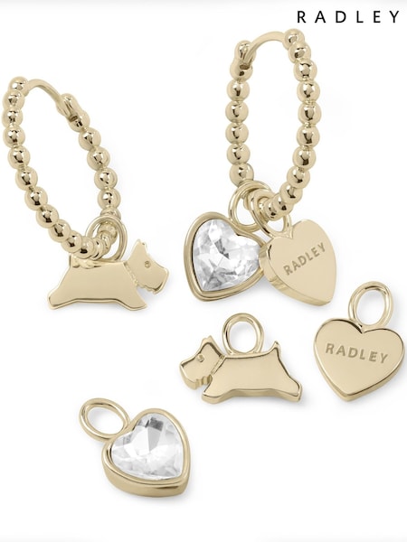 Radley 18ct Gold Tone Bobble Hoop Earrings and Charm Set (H19858) | €54