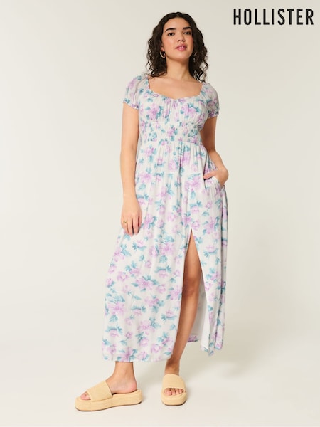 Hollister Smocked Waist Maxi White Dress (H19943) | €63