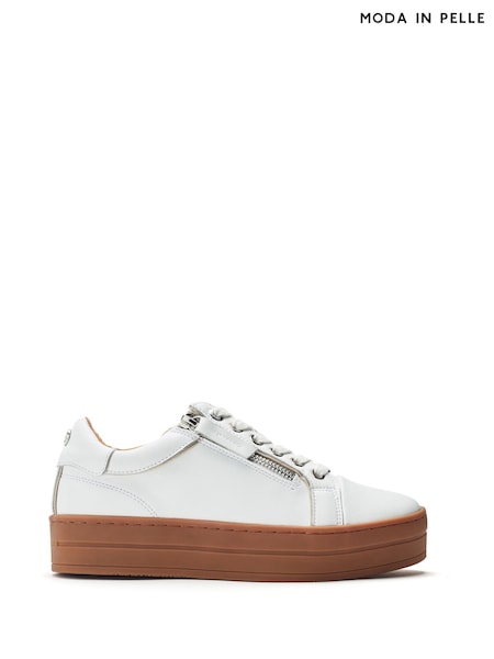 Moda in Pelle Barlli Contrast Topline Leather Trainers (H20054) | ₪397
