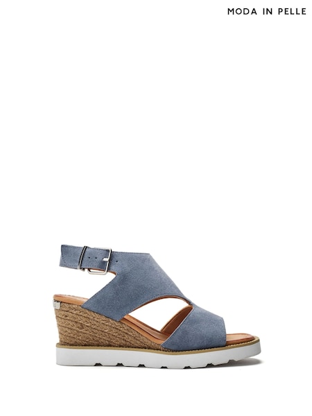 Moda in Pelle Mapel High Front Leather Wedge White Sandals (H20058) | €113