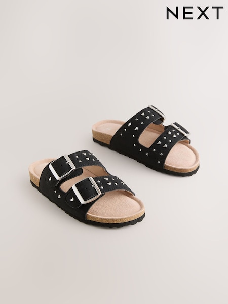 Black Studded Corkbed Sandals (H20067) | €25 - €35