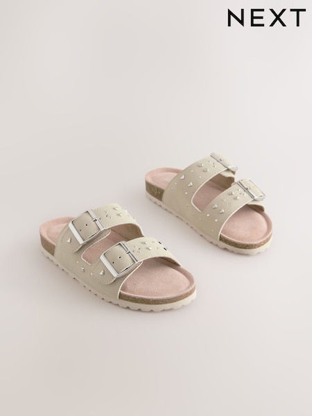 Neutral Stone Studded Corkbed Sandals (H20068) | €25 - €35