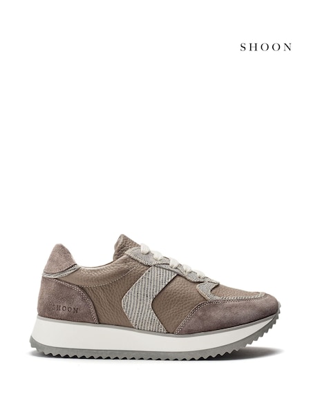 Бежевый - Moda in Pelle Eager Runner Style Leather White Trainers (H20078) | €131