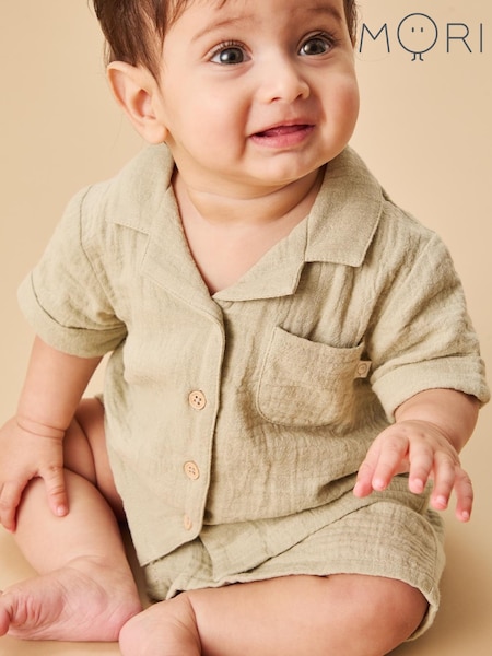 MORI Green 100% Cotton Muslin Shirt (H20140) | R$ 265 - R$ 285
