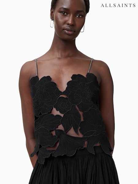 AllSaints Floral Print Embroidery 100% Organic Cotton Top (H20158) | 1,110 LEI