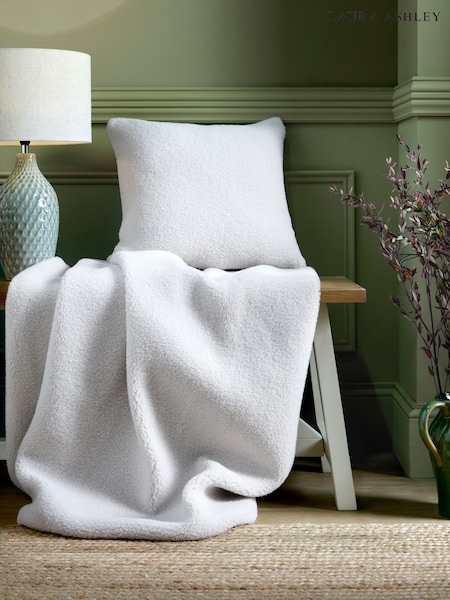 Laura Ashley Natural Coleford Faux Sheepskin Cushion (H20216) | 198 QAR