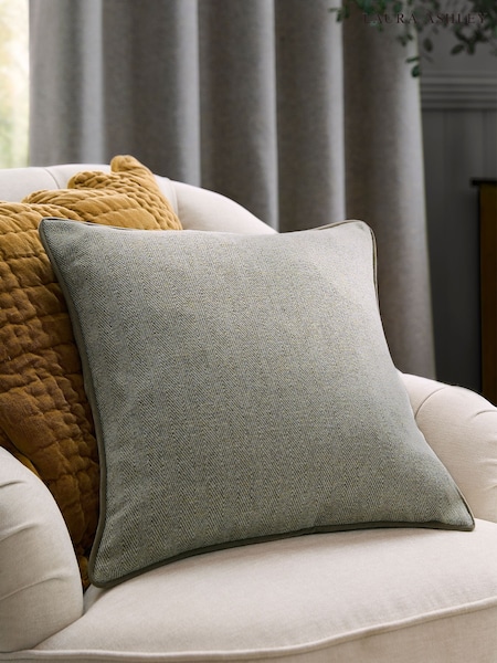 Laura Ashley Grey Sage Milbourne Herringbone Cushion (H20218) | 198 QAR
