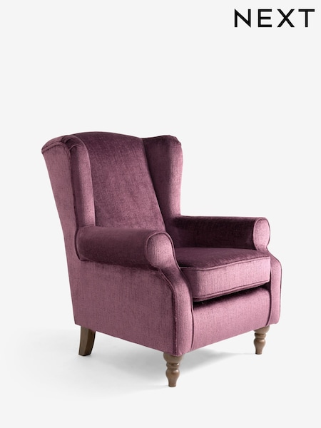 Plush Chenille Plum Purple Sherlock Highback Armchair (H20237) | €675