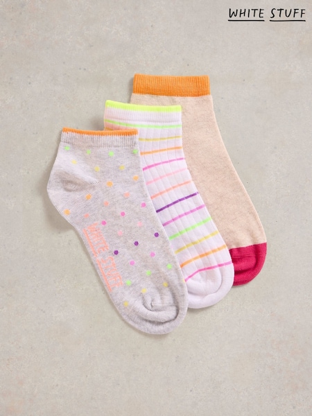 White Stuff Natural Fluro Trainers Socks 3 Pack (H20292) | €18.50