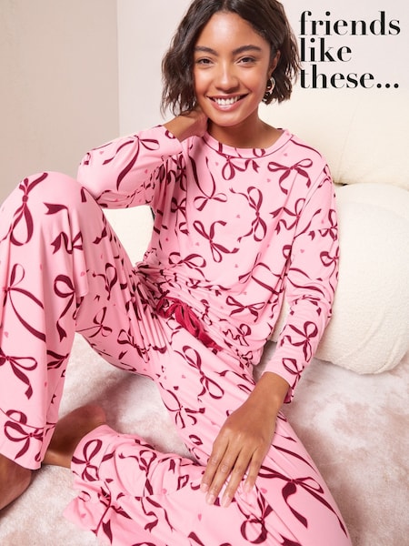 Friends Like These Pink Bow Print Nightwear Set (H20306) | €33