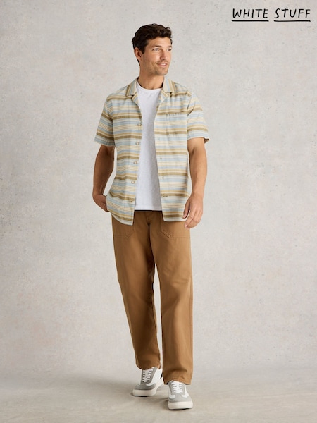 White Stuff Blue Horizontal Short Sleeve Stripe 100% Cotton Shirt (H20315) | €64