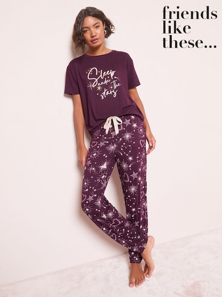 Friends Like These Burgundy Red Sleep Under The Stars Pyjamas Set (H20316) | AED151