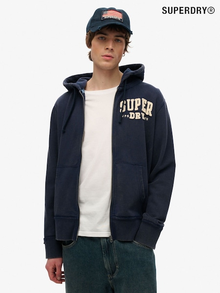 Superdry Blue Vintage Athletic 100% Cotton Zip Hoodie (H20398) | R$ 740
