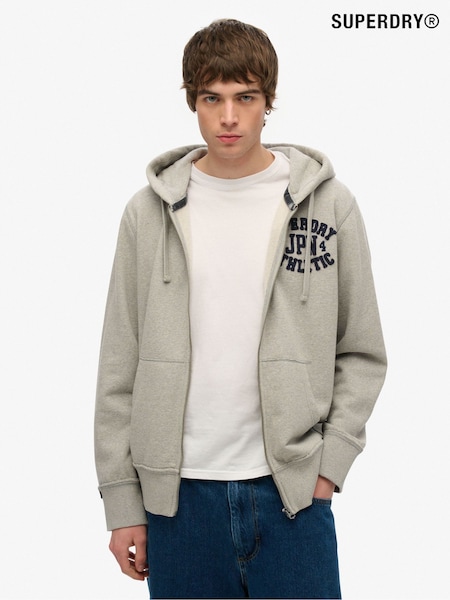 Superdry Grey 100% Cotton Vintage Athletic Zip Hoodie (H20411) | R$ 740