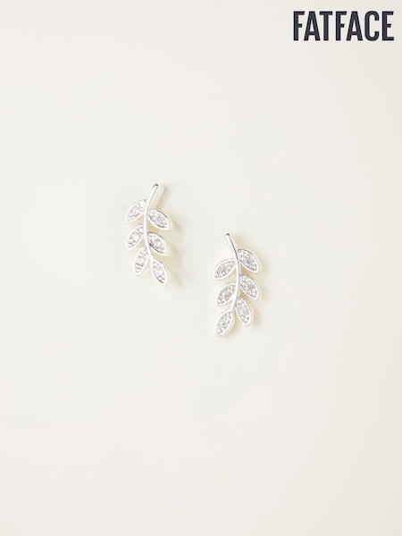 FatFace Silver Tone Leaf Stud Earrings (H20456) | €11