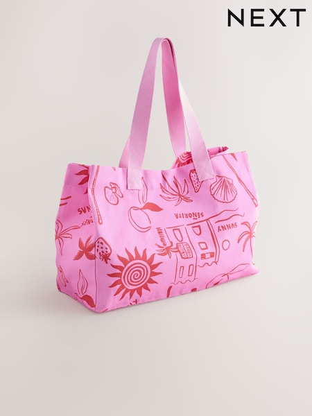 Pink/Red Print Reusable Canvas Bag (H20461) | €23.50