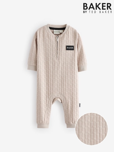 Baker by Ted Baker Stone 'T' Textured Romper (H20469) | AED167 - AED179