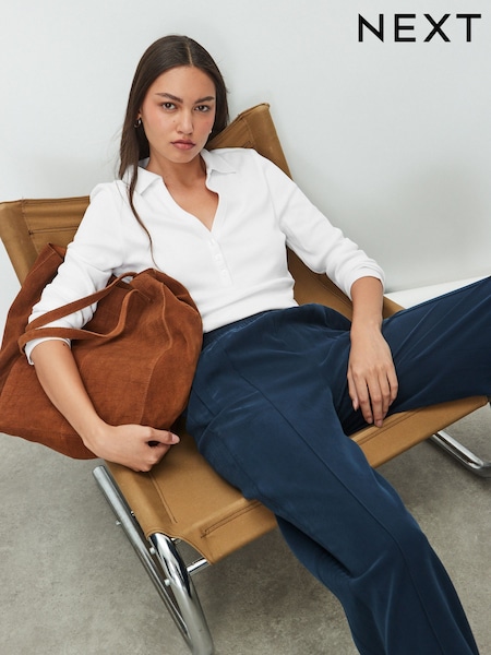 Weiß - Henley Long Sleeve Button Down Top (H20475) | 30 €