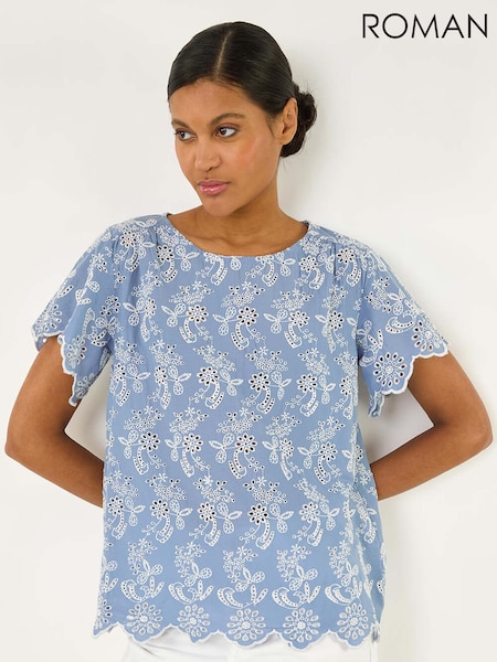 Roman Floral Broidery 100% Cotton Top (H20510) | €63