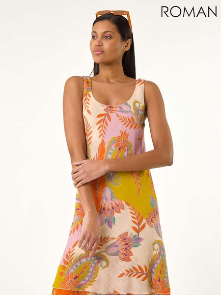 Roman Paisley Double Layer 100% Cotton Dress (H20536) | €64