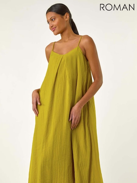 Roman Textured Pleat Swing Midi Dress (H20555) | R$ 510