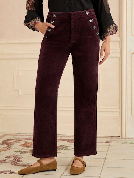 Love & Roses Cherry Red Petite Corduroy Straight Trousers (H20722) | €74