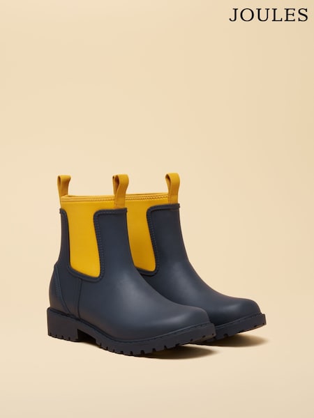 Joules Oakfield Navy Yellow Short Neoprene Lined Wellies (H20735) | kr942